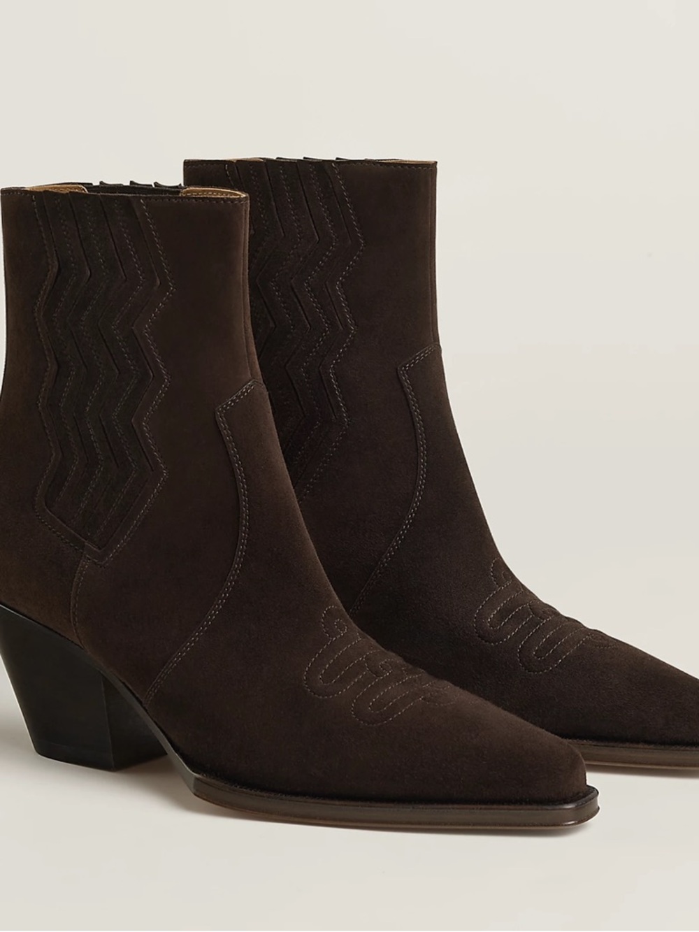 Hermes Chocolate Brown Suede Vegas Ankle Boots size 36